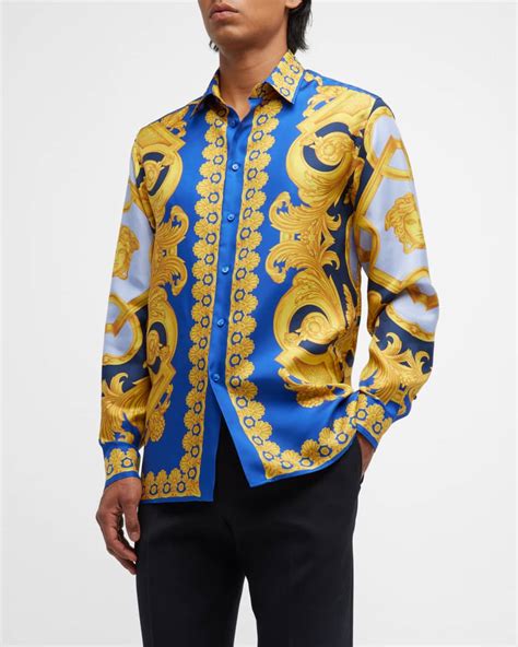 mens versace style silk shirt|1st copy Versace shirt men.